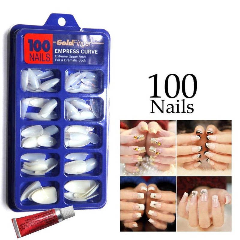Artificial Reusable Nails Set With Glue(Small), Extreme Upper Arch For a Dramatic Look, Empress Curve, Perfect For Nails Extension -100 Nails