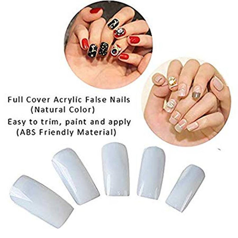 Full Cover False Nails Square Artificial Nail Tips 10 Sizes Acrylic Fake Nails (CLEAR) (pack of 12 pcs)