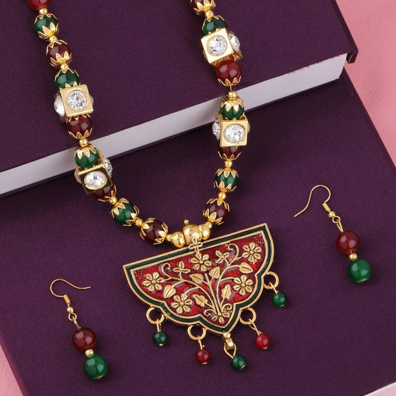 Exclucive Traditional Necklace Set Multi colour Pear Set For women Girls