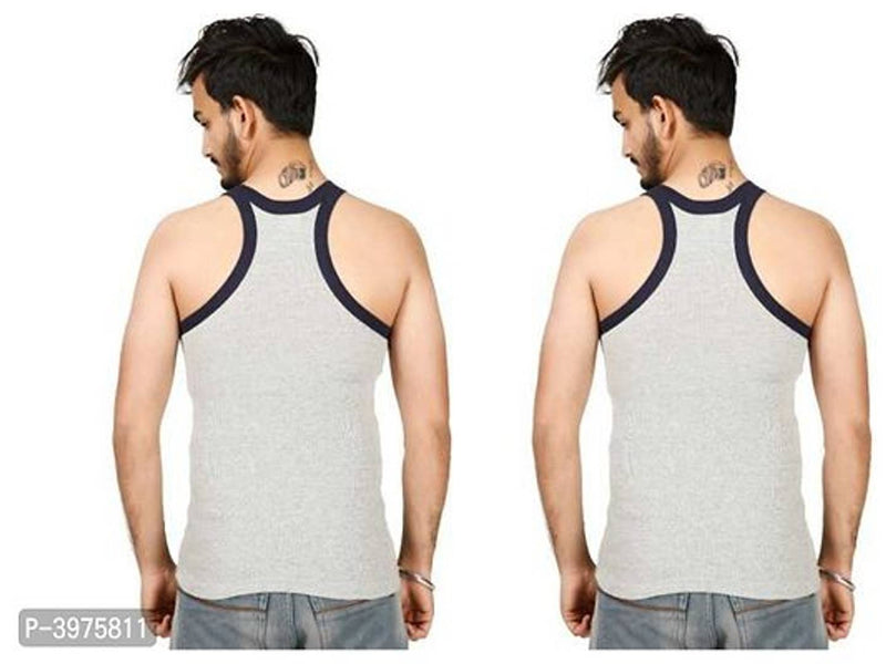Men's Grey Cotton Sleeveless Sports Vest (Pack Of 2)