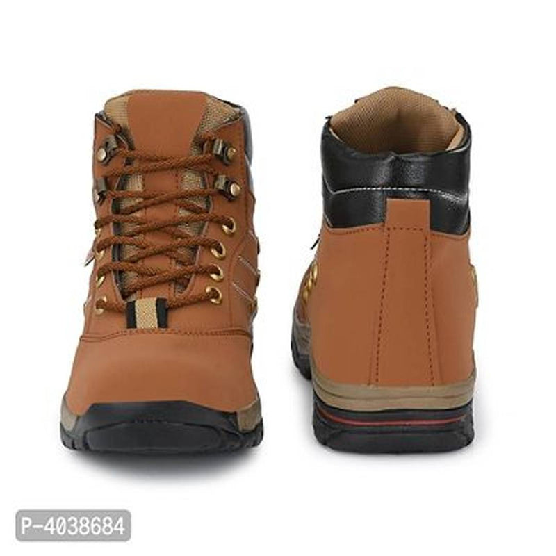 Tan Brown Leatherette High Ankle Length Tough Casual Long Boot