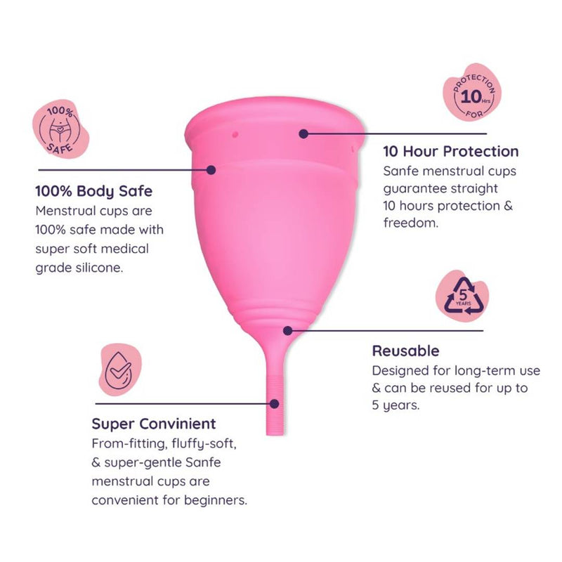 Sanfe Reusable Menstrual Cup with No Rashes, Leakage Or Odor - Large