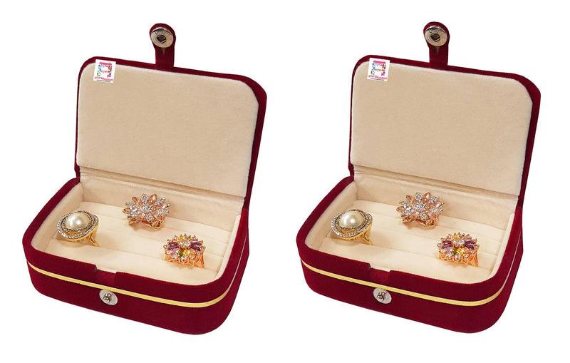 Velvet Combo Jewellery Box Ring Box Earrings Necklace Organiser For Women's Pack of 2