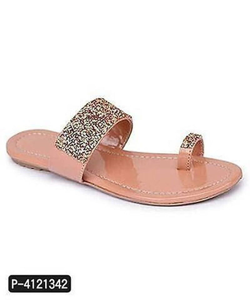 Women's Fancy Pink Synthetic Embellished One Toe Fashion Flats