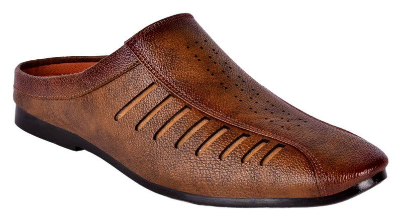 Men's Attractive and Stylish Brown Textured Synthetic Mojaris