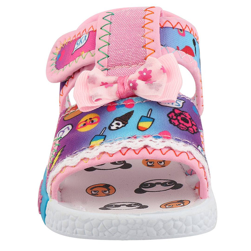Girls Pink Fabric Solid Comfort Sandals