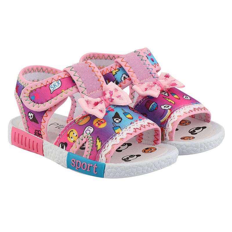 Girls Pink Fabric Solid Comfort Sandals