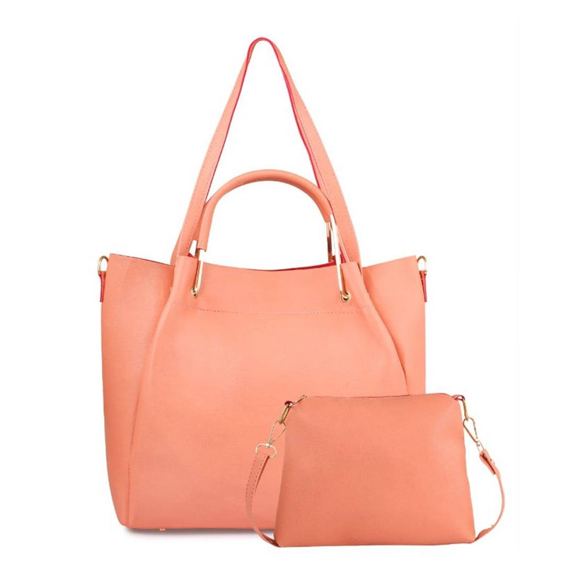 Pink Solid  Handbag with Sling Bag