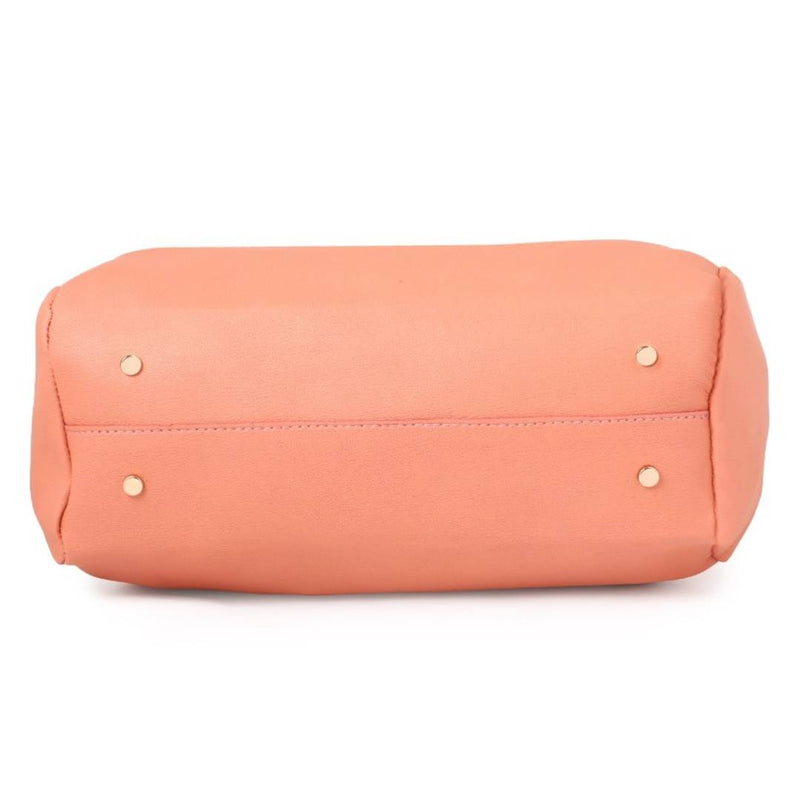 Pink Solid  Handbag with Sling Bag