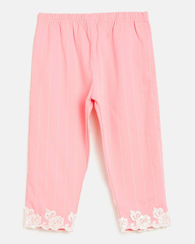 Girls Peach Polycotton Solid Casual/Partywear Tights