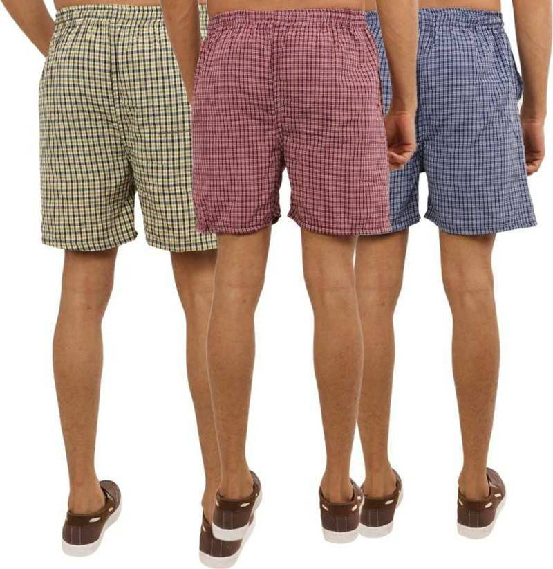Checkered Cotton Men's Boxers  (Pack of 3)