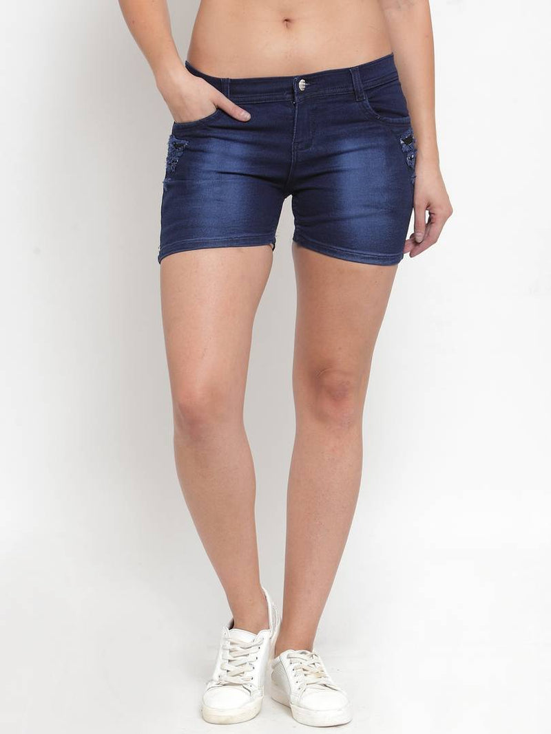 Stylish Denim Navy Blue Shorts For Women