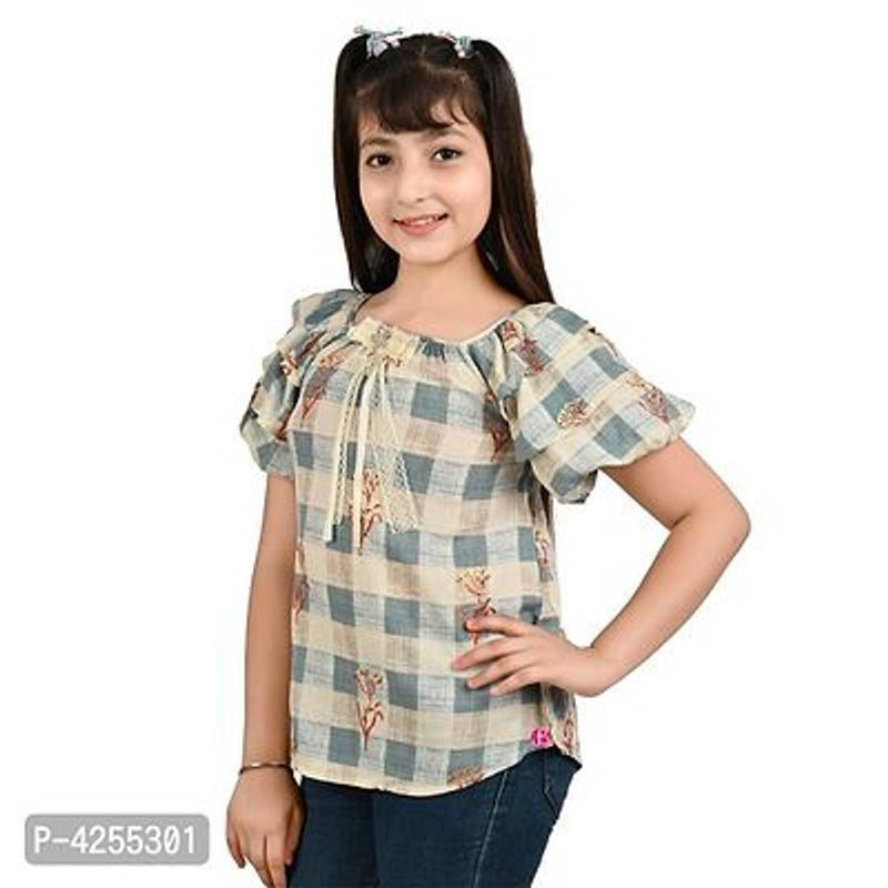 Classy Multicoloured Cotton Blend Top For Girls
