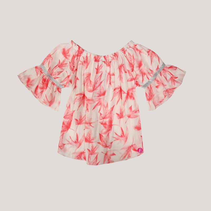 Classy Red Cotton Blend Top For Girls
