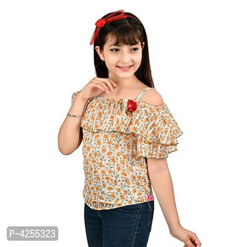 Classy Multicoloured Satin Georgette Top For Girls