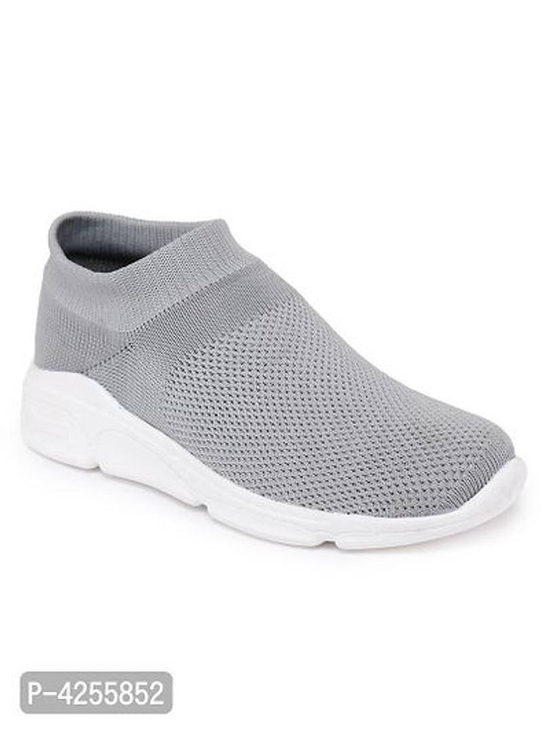 Trendy Grey Fabric Running Shoes For Women