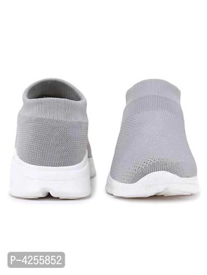 Trendy Grey Fabric Running Shoes For Women