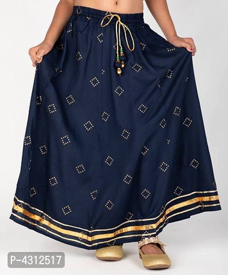 Blue Rayon Printed Skirt