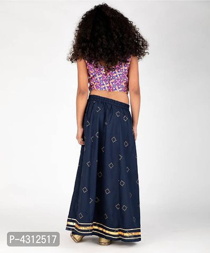 Blue Rayon Printed Skirt