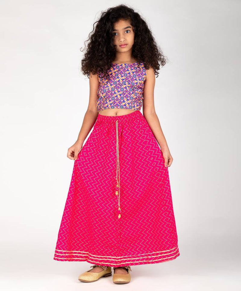 Pink Rayon Printed Skirt