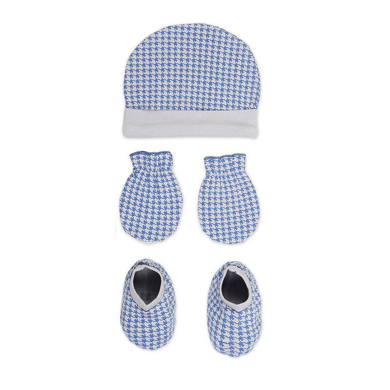Rabbit Pocket Cotton Printed Cap Mittens Booties For New Born Baby Unisex Set of 3 Combo Pack