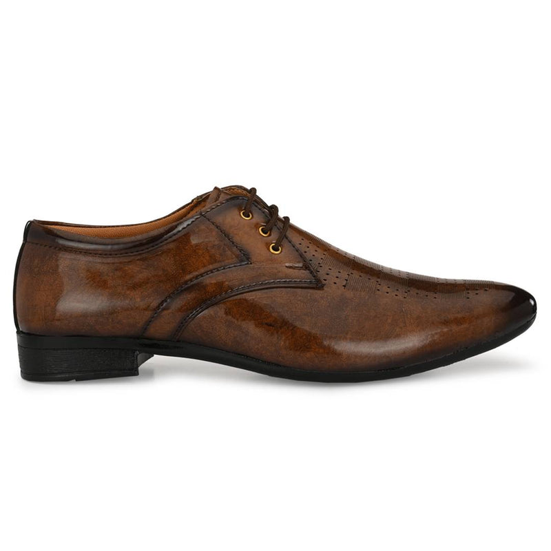 Men's Stylish and Trendy Brown Textured Synthetic Leather Formal Brogues