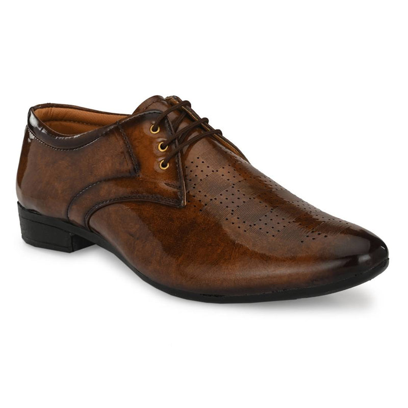 Men's Stylish and Trendy Brown Textured Synthetic Leather Formal Brogues
