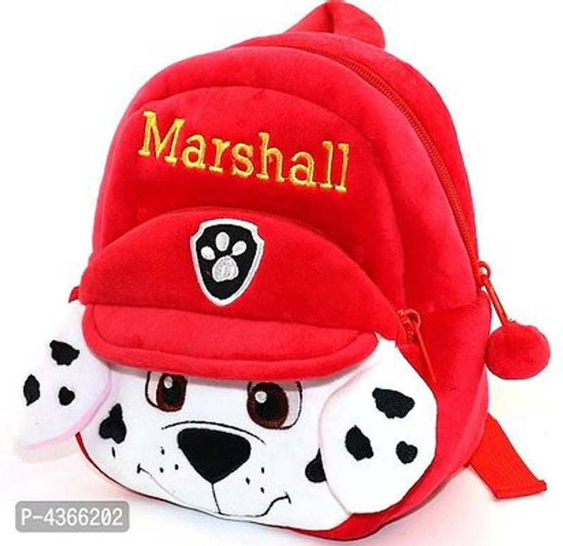 Marshall-Panda Soft Velvet Kids School/Nursery/Picnic/Carry/Travelling Bag - 2 to 5 Age Waterproof Backpack (Red, Blue, 14 L) Pack Of 2