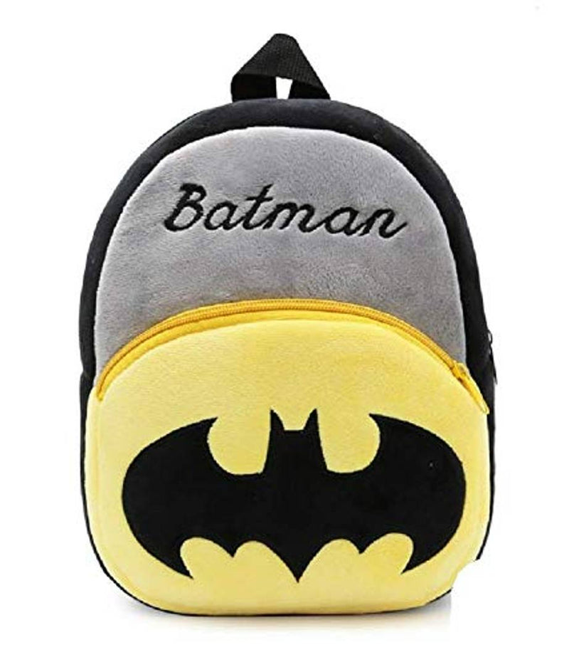 Batman Velvet School Bag Casual Bags for Nursery Kids, Age 2 to 5 Waterproof Plush Bag Backpack Durable and Sturdy (Black, 14 inch) Pack Of 1