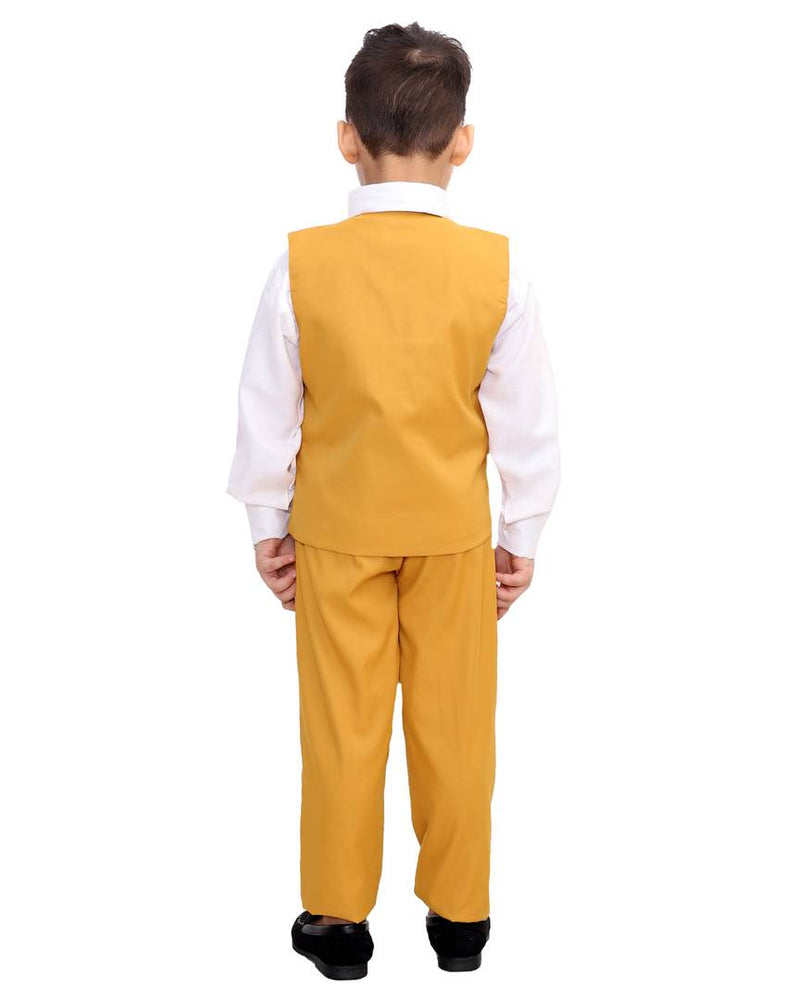 Clothing Set of 3 Piece Suit Set with Face-Mask, Tie, Shirt, Trousers and Waistcoat for Kids and Boys
