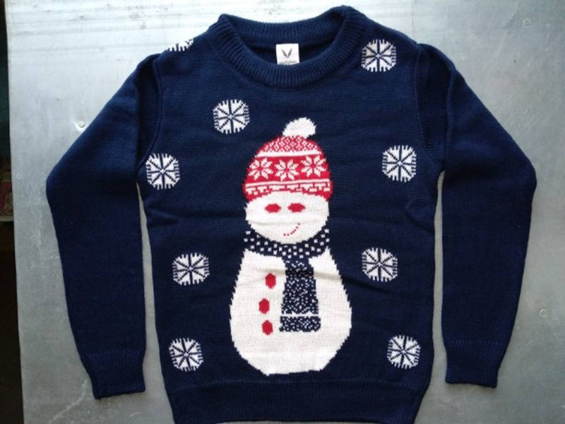 Acrylic Navy Blue Snowman Sweater