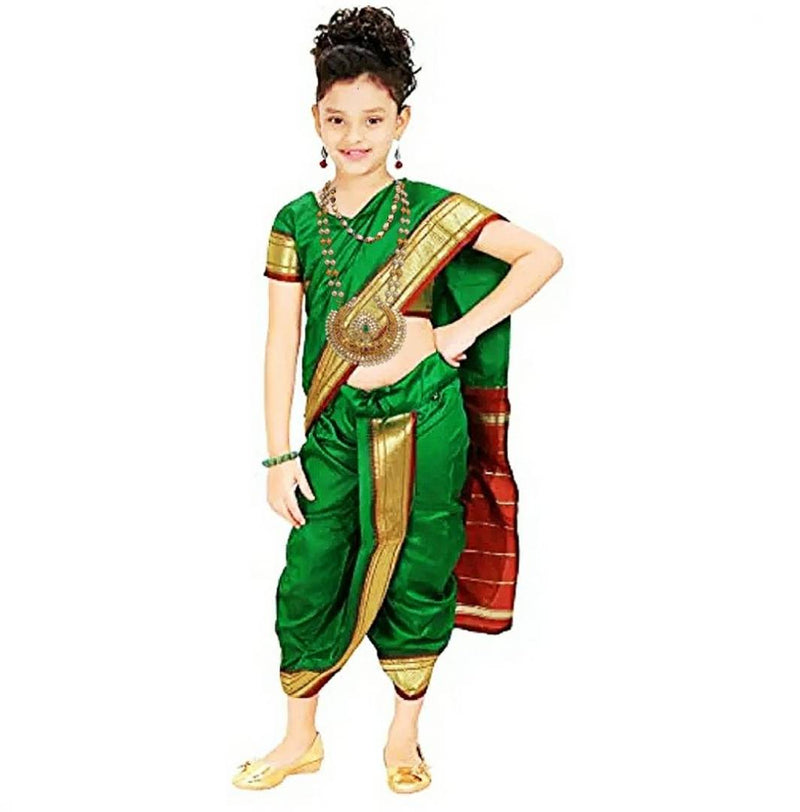 Stylish Green Silk Festive Wear Saree For Girls