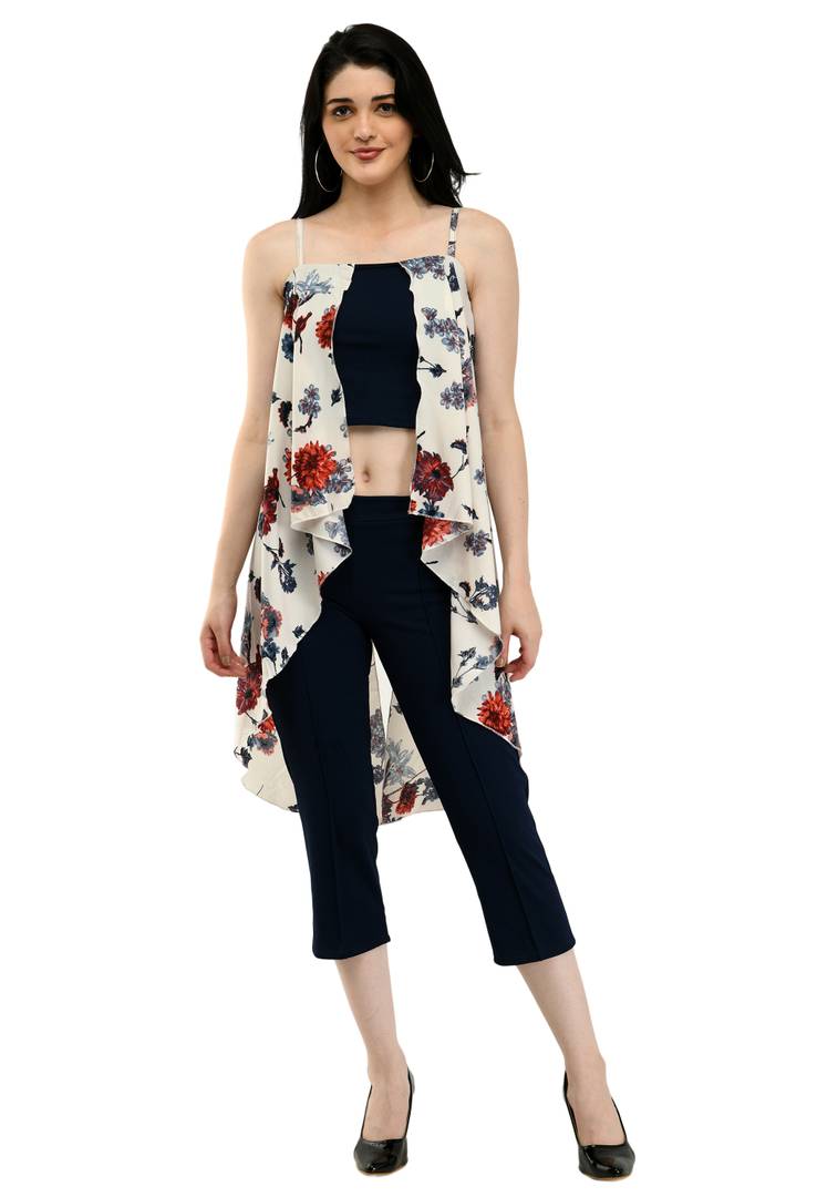 Stylish Polyester Black Printed Top With Pant Set