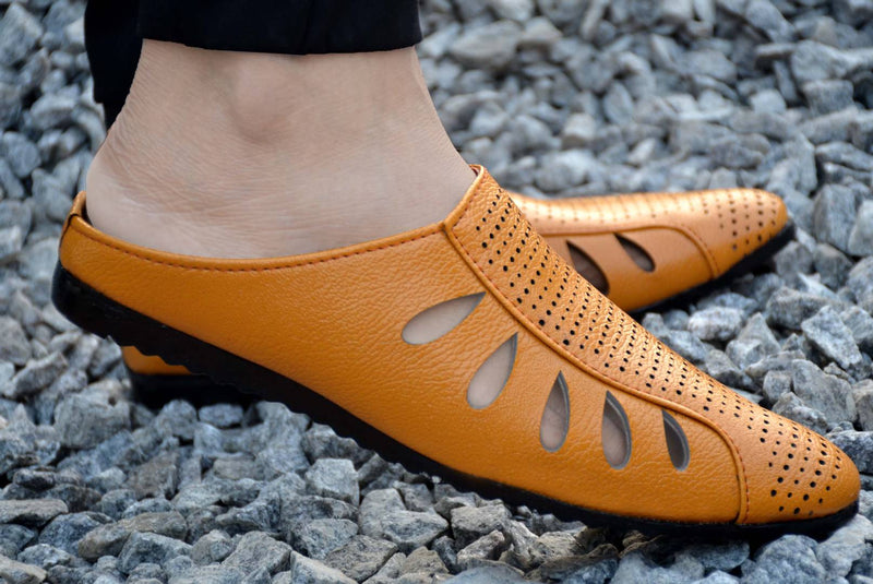Men's Stylish and Trendy Beige Solid Faux Fur Loafer Slip-On Sandal