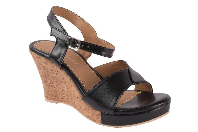 Women's Trendy Black Solid Synthetic Wedges