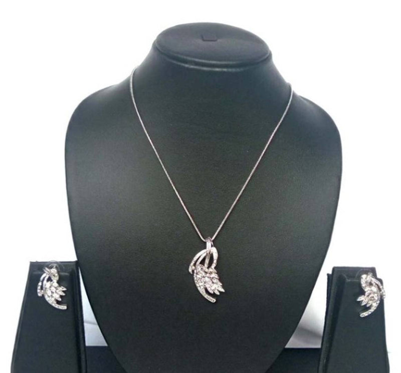 Trendy Stainless Steel Pendant with Chain and Earring for Women