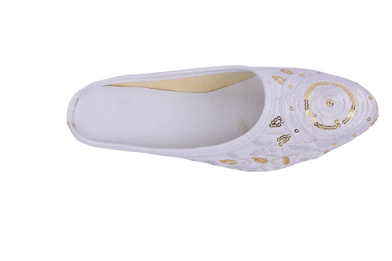 Women's Stylish and Trendy White Embellished Synthetic Fancy Ballerinas
