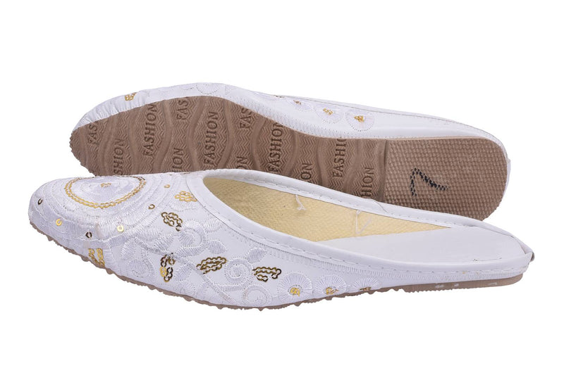 Women's Stylish and Trendy White Embellished Synthetic Fancy Ballerinas