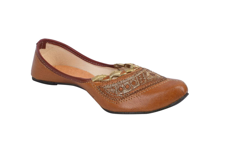 Women's Stylish and Trendy Brown Embellished Synthetic Fancy Ballerinas