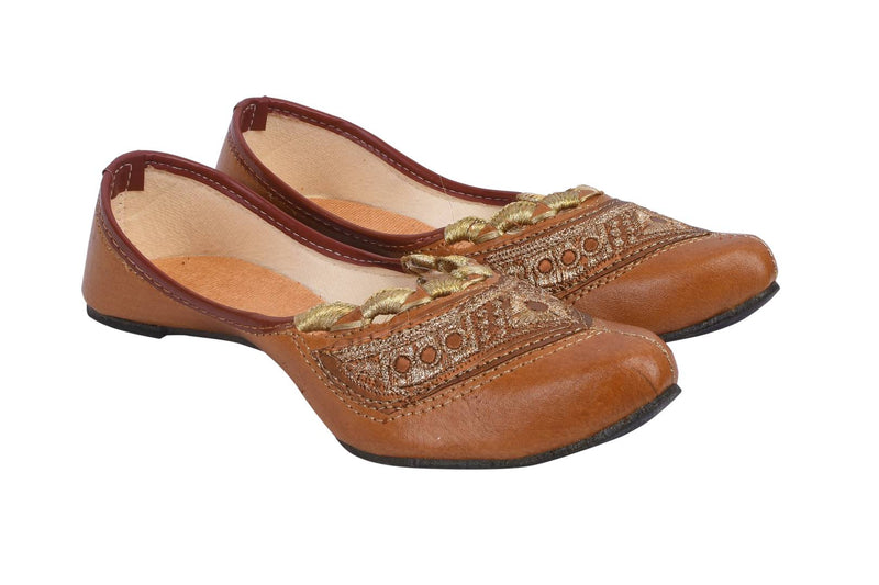 Women's Stylish and Trendy Brown Embellished Synthetic Fancy Ballerinas