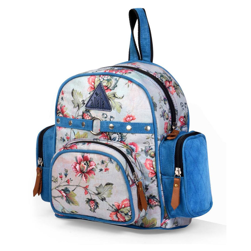 Trendy Blue Cotton Backpack For Women