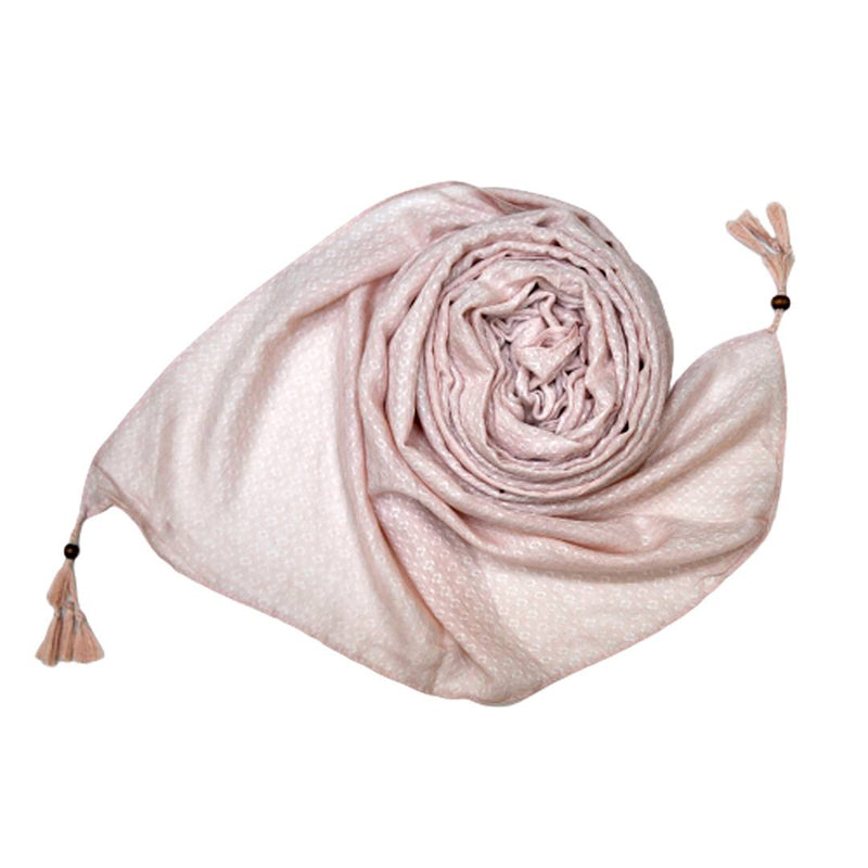 Women's Beautiful Cotton Fabric Circular Design All Over The Stole With Fringe's At The Border
