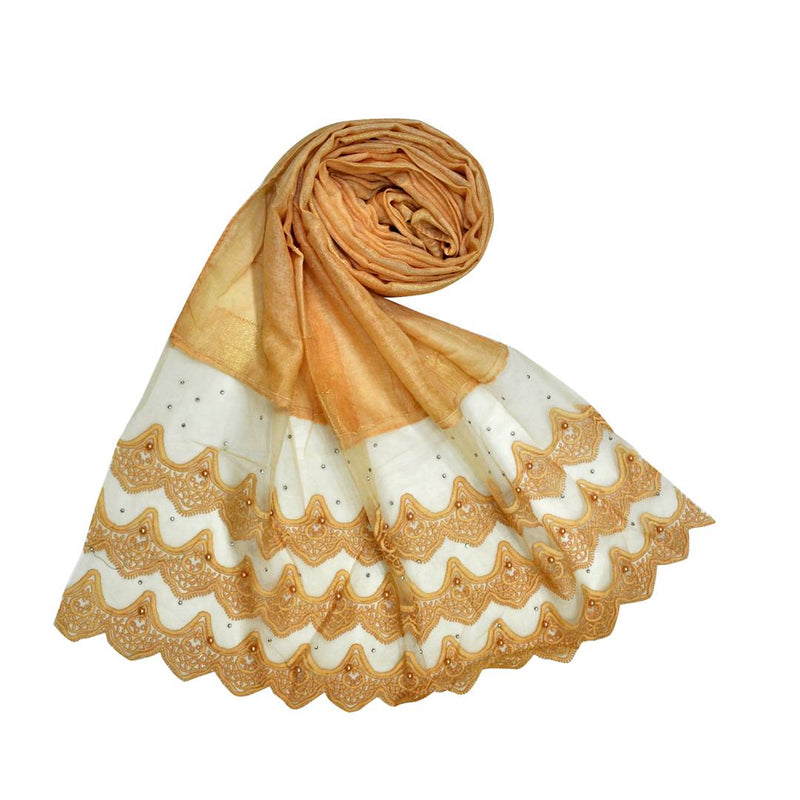 Women's Beautiful Cotton Fabric Designer 3 Liner Mountain Design Hijab Pearl On Every Design