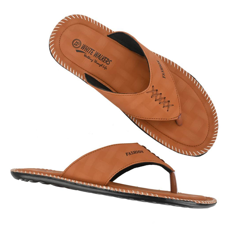 Men's Stylish and Trendy Tan Solid Nubuck Casual Slippers