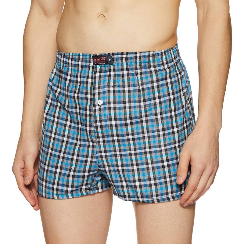 Men's Cotton Blend Multicolored Checked Basic Boxer (Pack of 3)