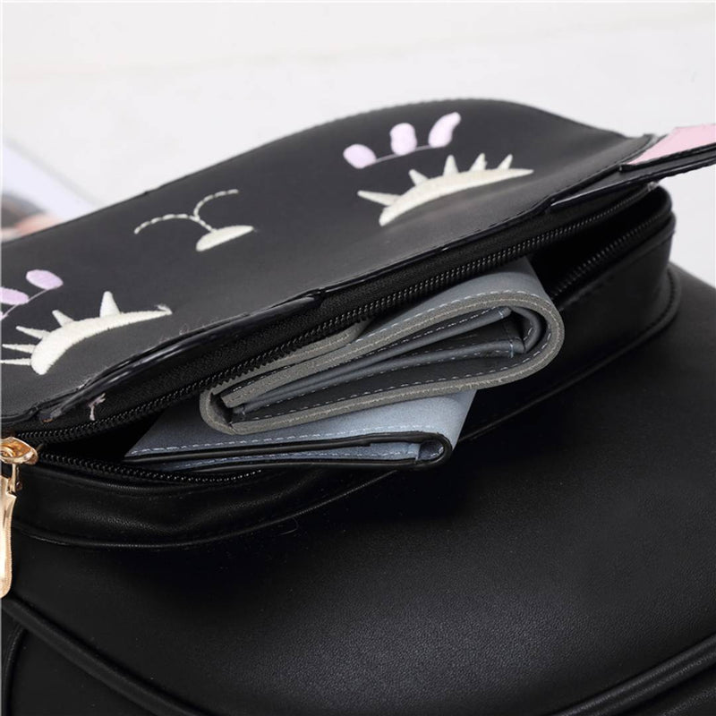 Elegant Black PU Leather Backpack For Women-12 Litres