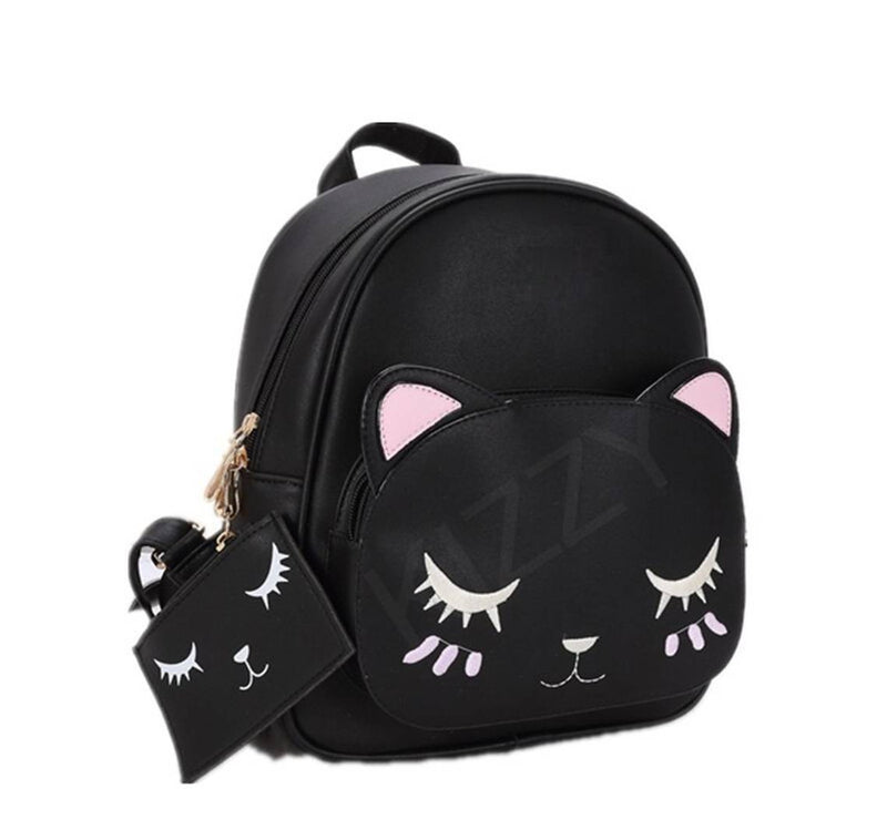 Elegant Black PU Leather Backpack For Women-12 Litres