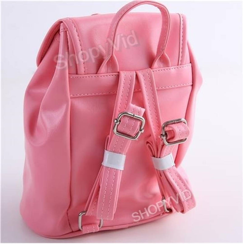 Elegant Pink PU Leather Backpack For Women-12 Litres