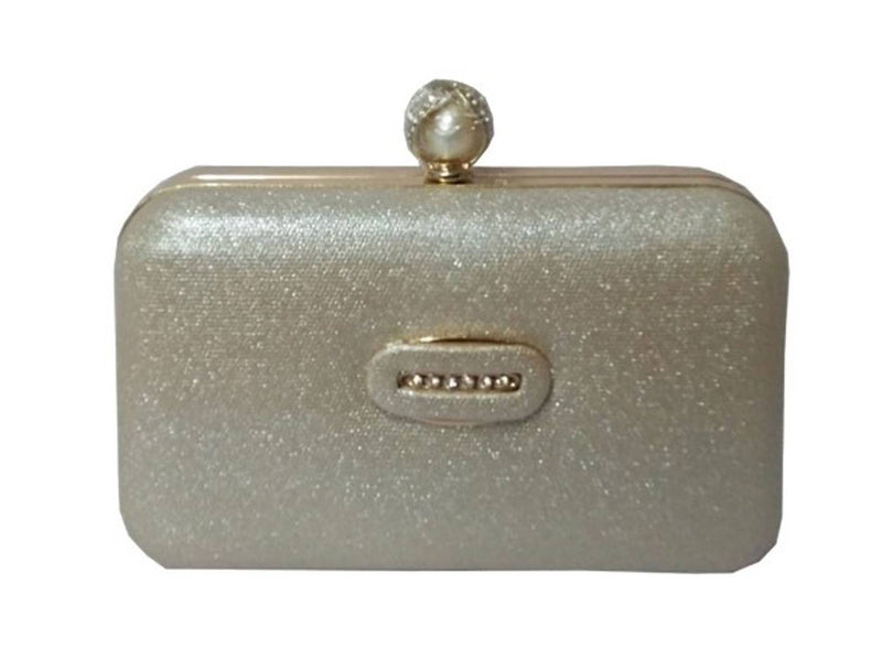Elegant Silver PU Leather Solid Clutches For Women