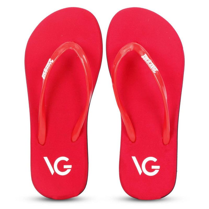 Women's Stylish and Trendy Red Solid Synthetic Fancy Flip Flops
